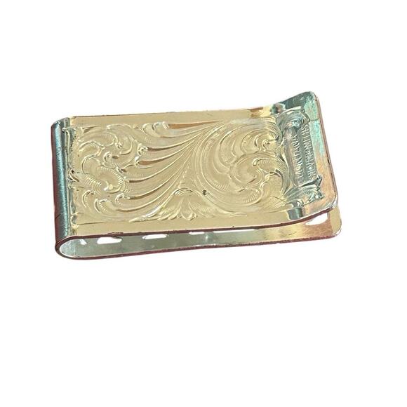 Montana Silversmiths Floral Tulip Silver Money Clip Western Cowboy Preloved - Picture 4 of 11